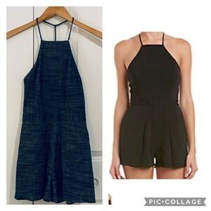 JAYGODFREY Blue Linen Blend Oahu Shore Sleeveless Halter Romper Size 2